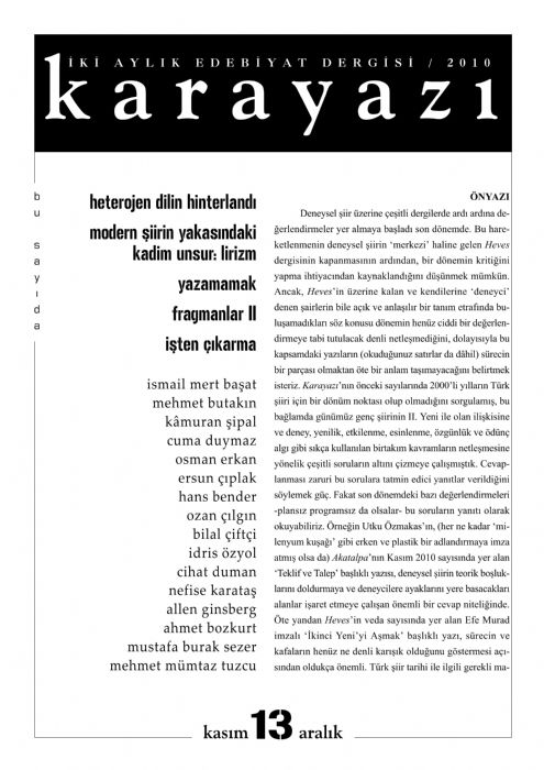 KARAYAZI DERGİSİ SAYI 13