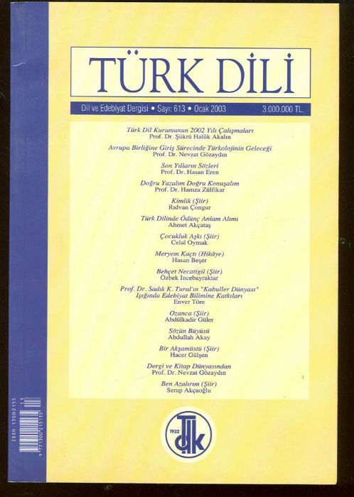 TÜRKDİLİ DERGİSİ - SAYI 613 - OCAK 2003