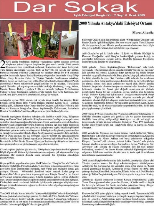 DAR SOKAK DERGİSİ Aylık Edebiyat Dergisi Yıl 2 Sayı 6 Ocak
