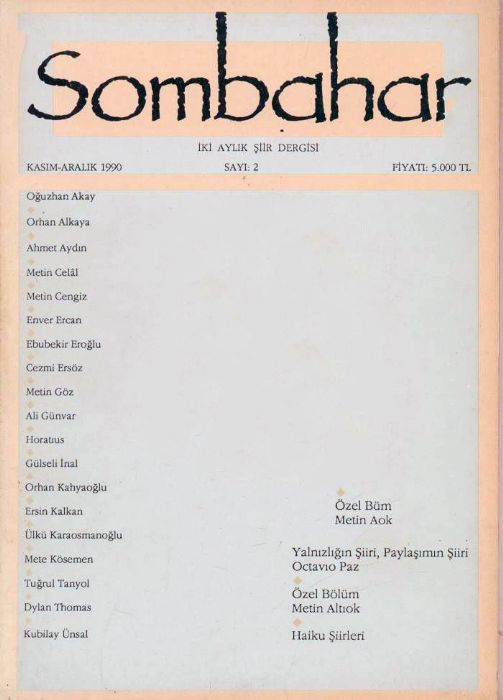 Sombahar - Sayı 2 - Kasım Aralık 1990