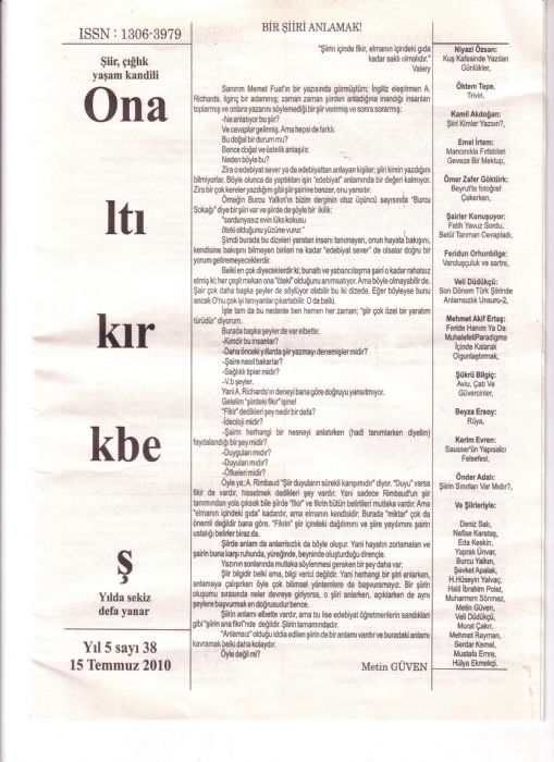 AYDIN GÜZELHİSAR GAZETESİ 2010 ŞAİRLER ANTOLOJİSİ