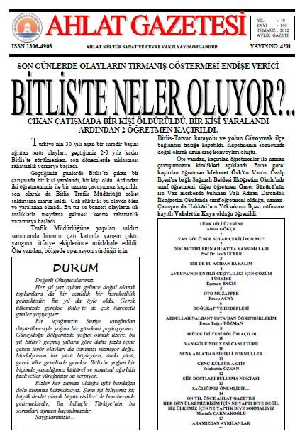 AHLAT GAZETESİ - SAYI 140 - TEMMUZ 2012