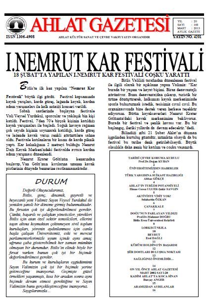 AHLAT GAZETESİ - SAYI 148 - MART 2013