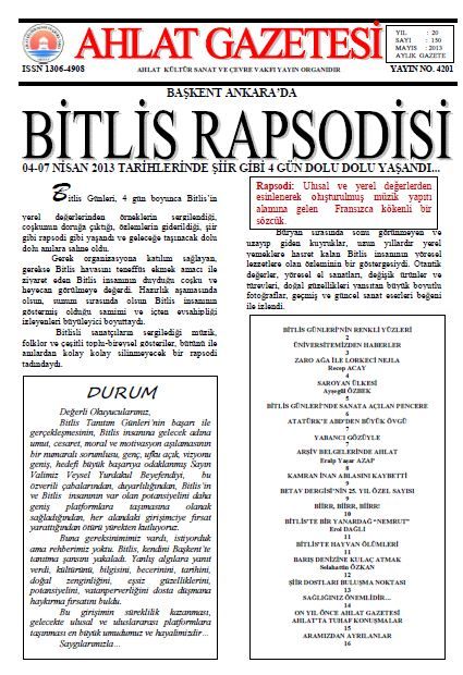 AHLAT GAZETESİ - SAYI 150 - MAYIS 2013