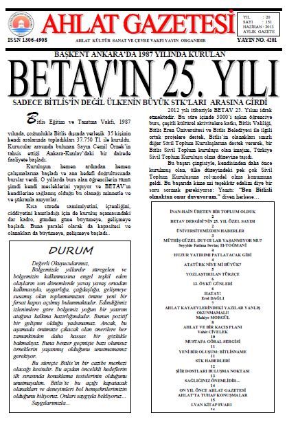 AHLAT GAZETESİ - SAYI 151 - HAZİRAN 2013