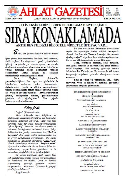 AHLAT GAZETESİ - SAYI 155 - EKİM 2013