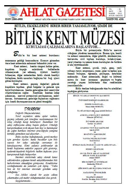 AHLAT GAZETESİ - SAYI 156 - KASIM 2013