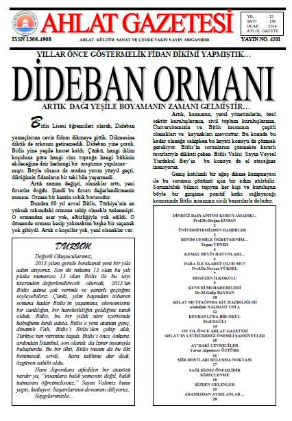 AHLAT GAZETESİ - SAYI 158 - OCAK 2014
