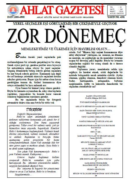 AHLAT GAZETESİ - SAYI 160 - MART 2014