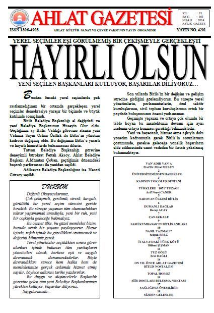 AHLAT GAZETESİ - SAYI 161 - NİSAN 2014