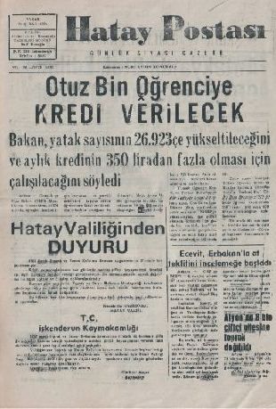 HATAY POSTASI GAZETESİ SAYI 5333