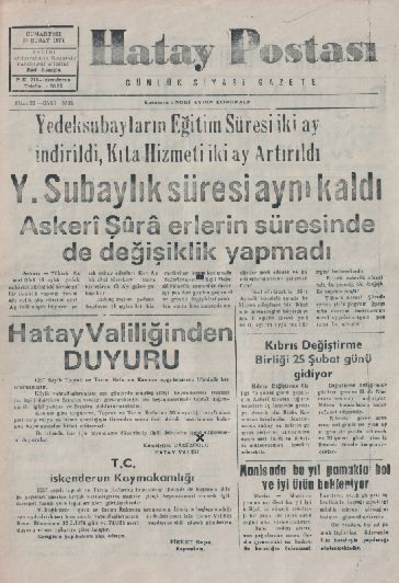 HATAY POSTASI GAZETESİ SAYI 5335