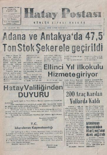 HATAY POSTASI GAZETESİ SAYI 5338