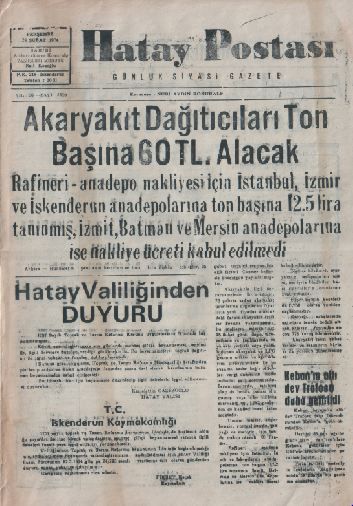 HATAY POSTASI GAZETESİ SAYI 5339