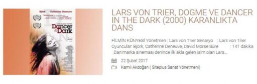 LARS VON TRIER, DOGME VE DANCER IN THE DARK (2000) KARANLIKTA DANS