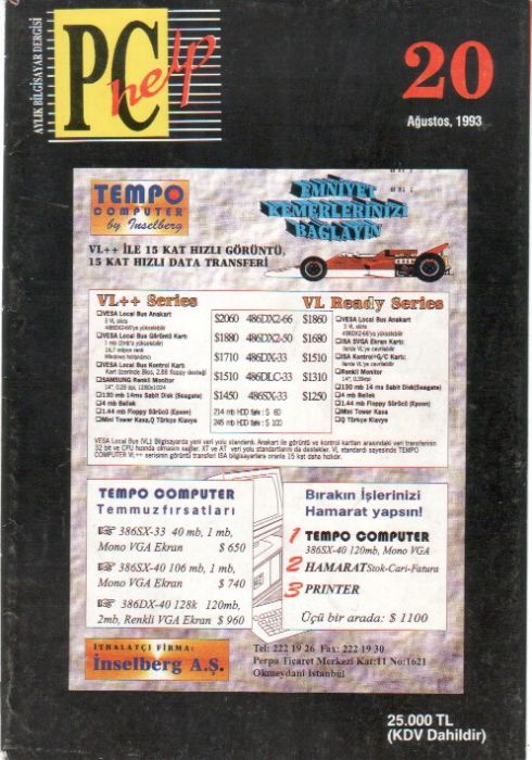 PC HELP DERGİSİ - AĞUSTOS 1993 - SAYI 20