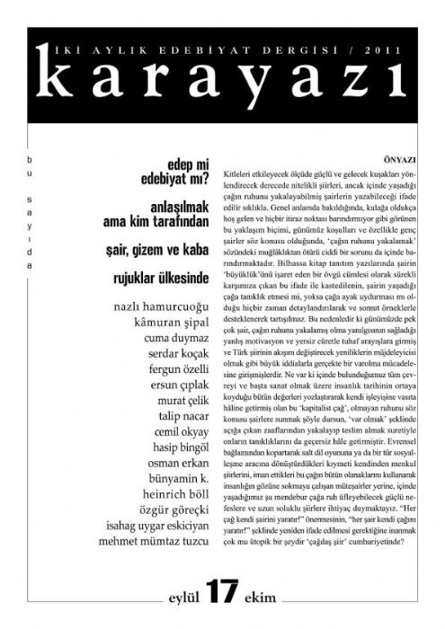 KARAYAZI DERGİSİ - SAYI 17 - EYLÜL EKİM 2011