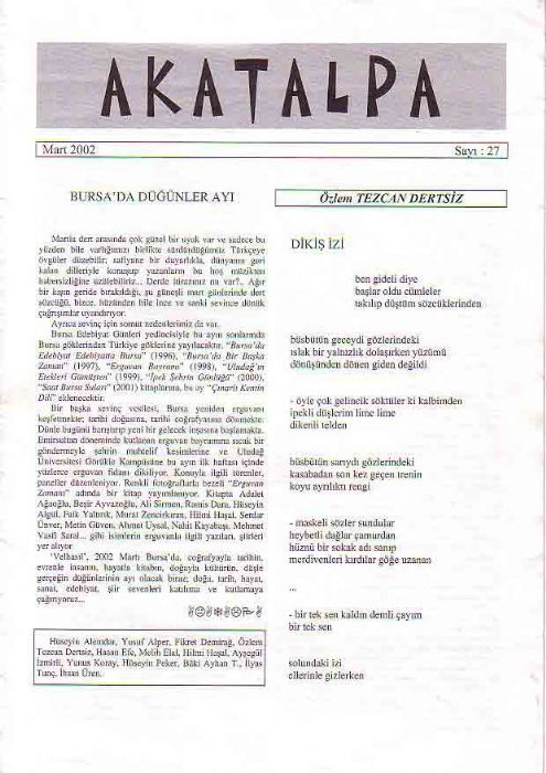 AKATALPA DERGİSİ -  MART 2002 - SAYI 27