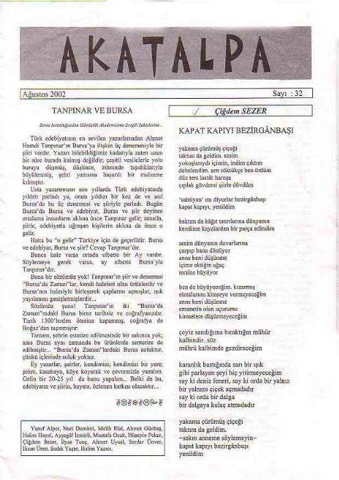 AKATALPA DERGİSİ - AĞUSTOS 2002 - SAYI 32