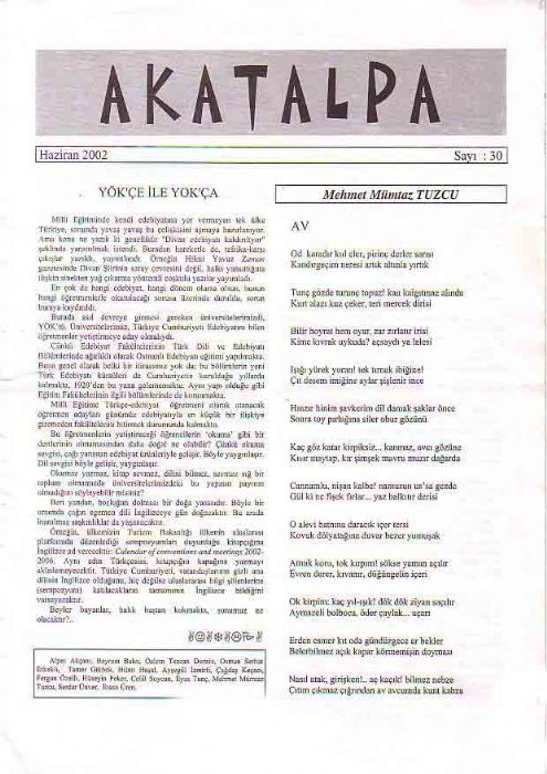 AKATALPA DERGİSİ - HAZİRAN 2002 - SAYI 30