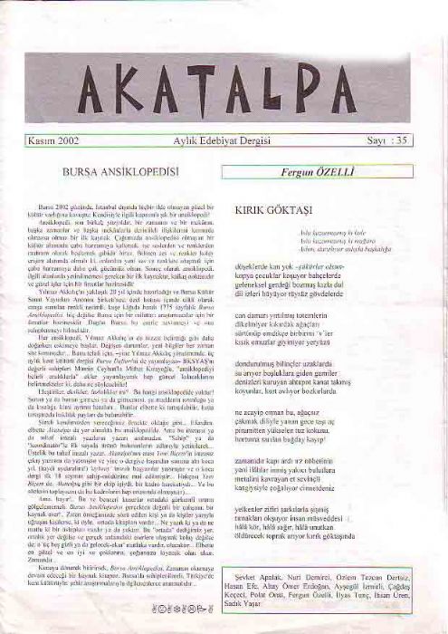 AKATALPA DERGİSİ - KASIM 2002 - SAYI 35