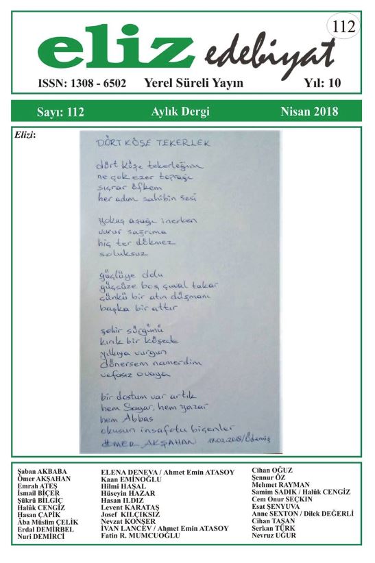 Eliz Edebiyat Dergisi, Sayı 112, Nisan 2018