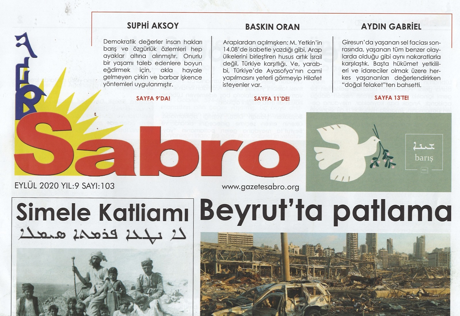 Sabro Gazetesi, Eylül 2020, Sayı 103